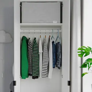 LASTARE/STUK set: wardrobe combination + storage case, white + white/black, 60x42x201 cm
