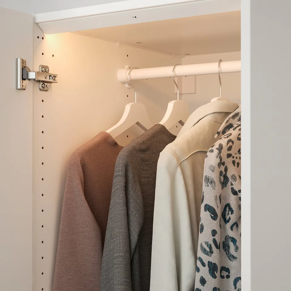 Closet with led lighting on.