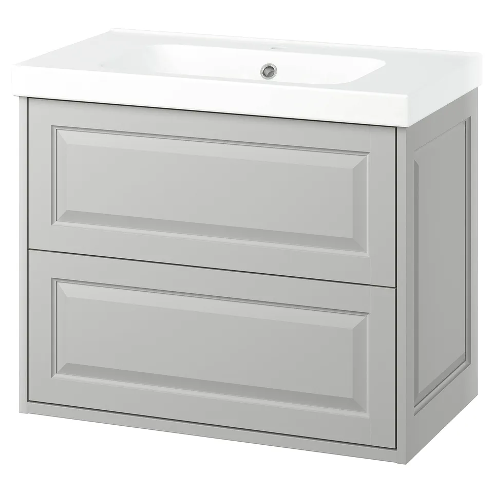 TÄNNFORSEN / ORRSJÖN Wash-stnd w drawers/wash-basin, light grey, 82x49x69 cm