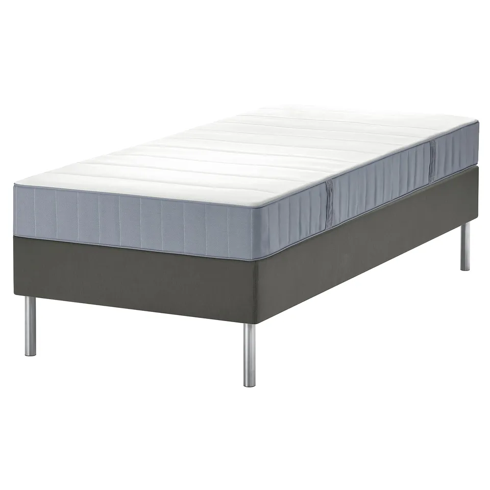 LYNGÖR Divan bed, Vesteröy firm/light blue dark grey, 90x200 cm