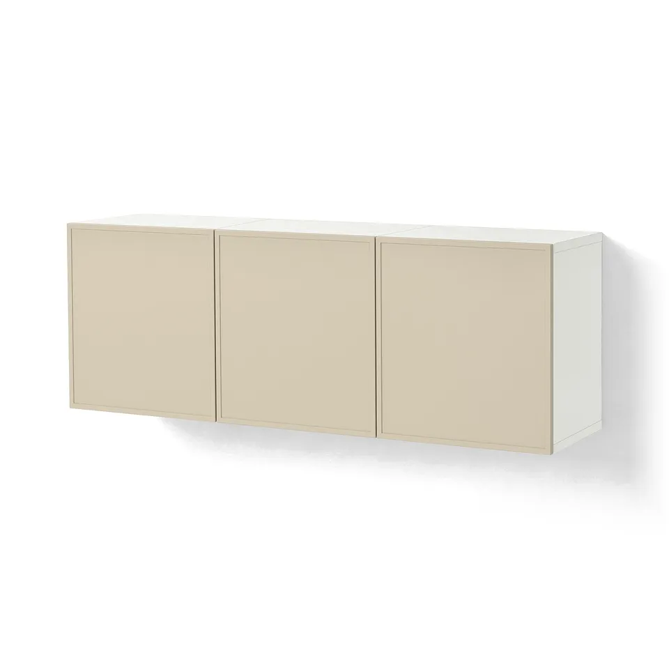 BESTÅ Wall-mounted cabinet combination, white/Krukmakare beige, 180x42x64 cm
