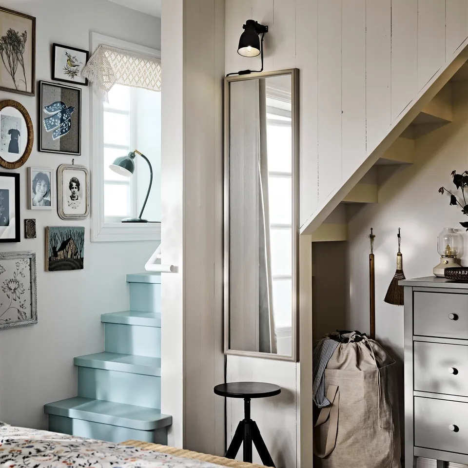 NYPONBUSKE Mirror, grey-beige, 40x135 cm