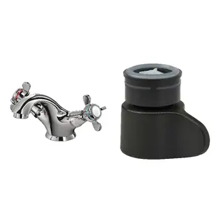 RUNSKÄR/ÅBÄCKEN set: wash-basin mixer tap + mist nozzle for mixer tap, chrome-plated, Height 10 cm