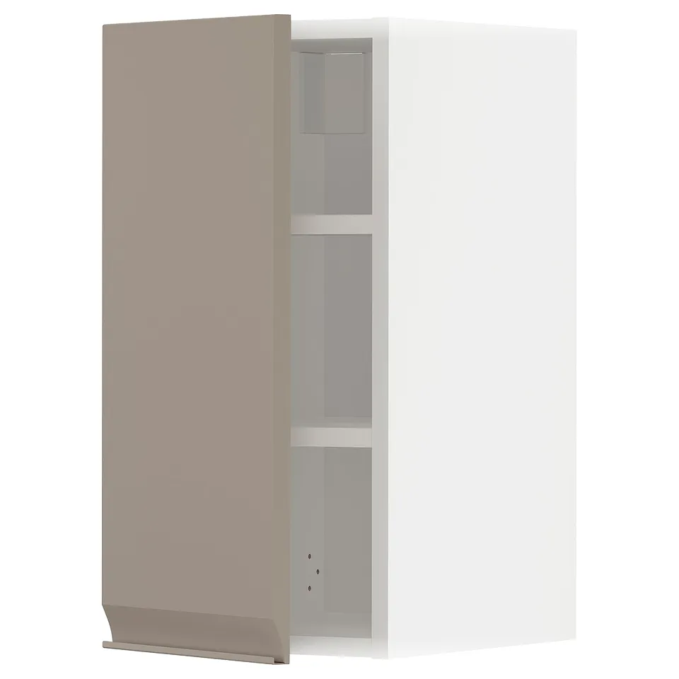 METOD wall cabinet in grey-beige with 3 shelves.