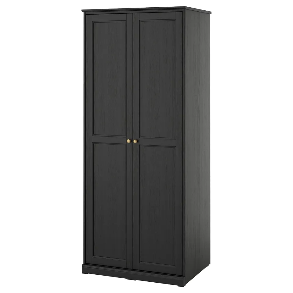 FÅGELFJÄLLET Wardrobe with 2 doors, black oak effect, 82x60x194 cm