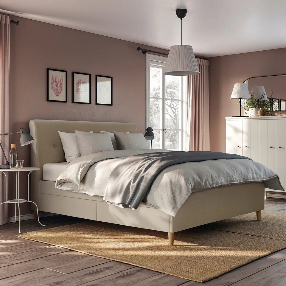 part: IDANÄS upholstered storage bed