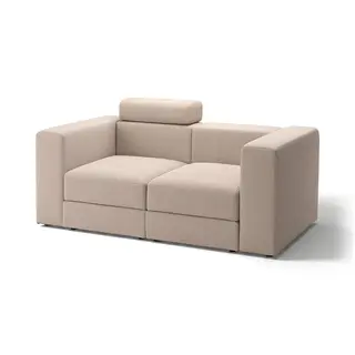 JÄTTEBO 2-seat modular sofa, with headrest/Samsala grey-beige, Depth 95 x Height 87 x Width 190 cm