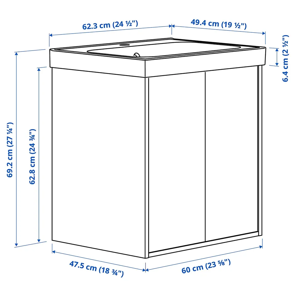 Illustration with measurements for the product: HAVBÄCK.