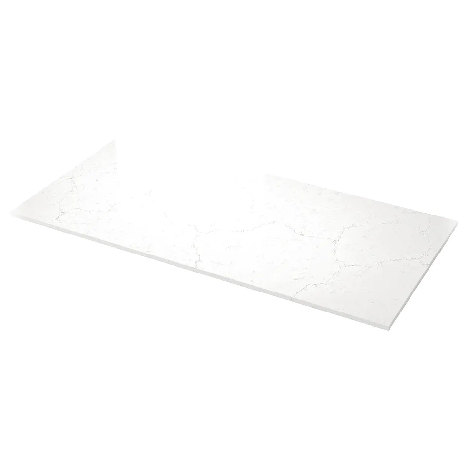 LOCKEBO Custom made worktop, white/grey marble effect/glass composite, 1 m²x4.0 cm