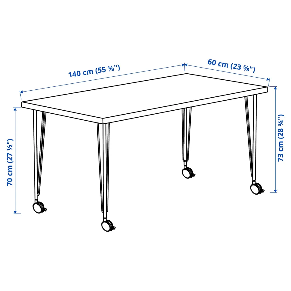 LAGKAPTEN / KRILLE Desk, white stained oak effect/white, 140x60 cm