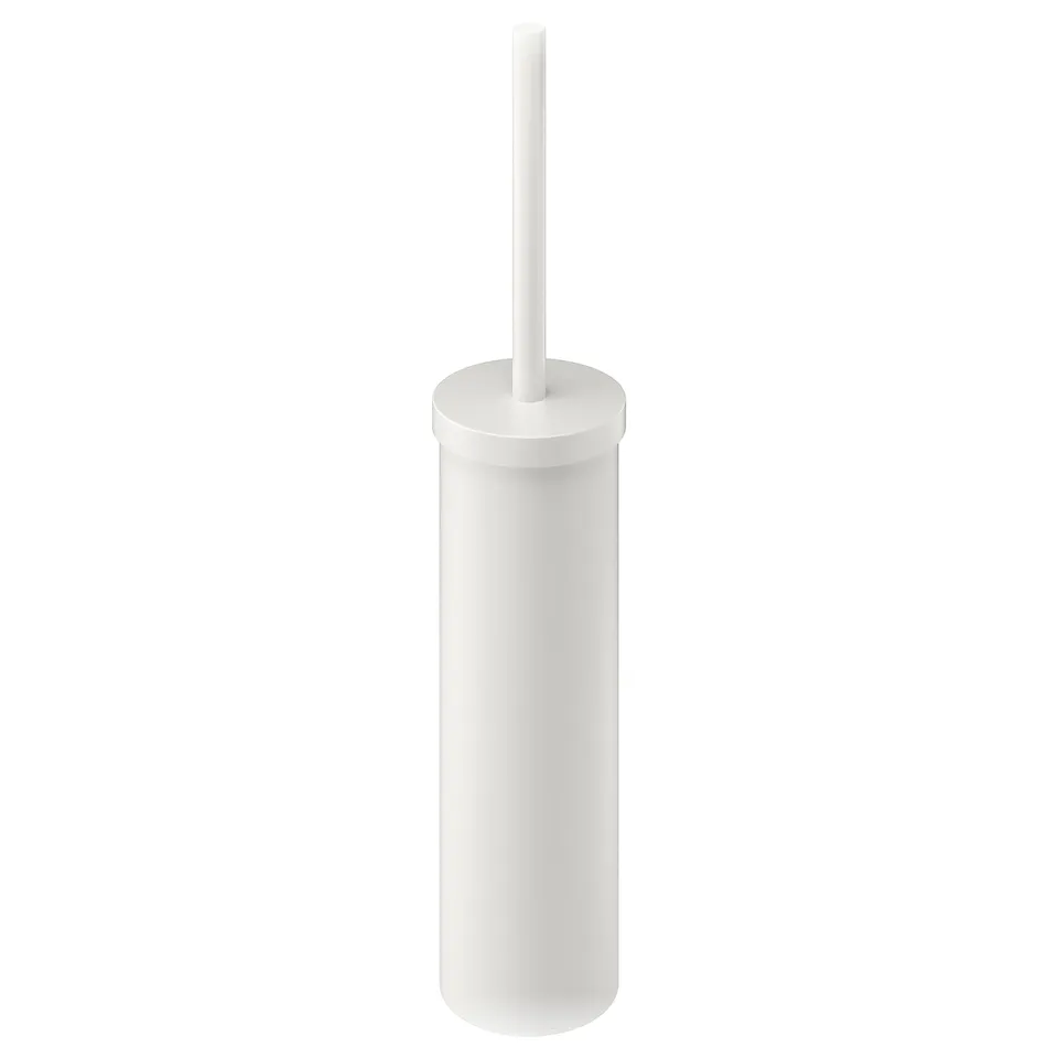 ENUDDEN white toilet brush, sleek design, cylindrical body, replacement brush, metal handle, fresh look.