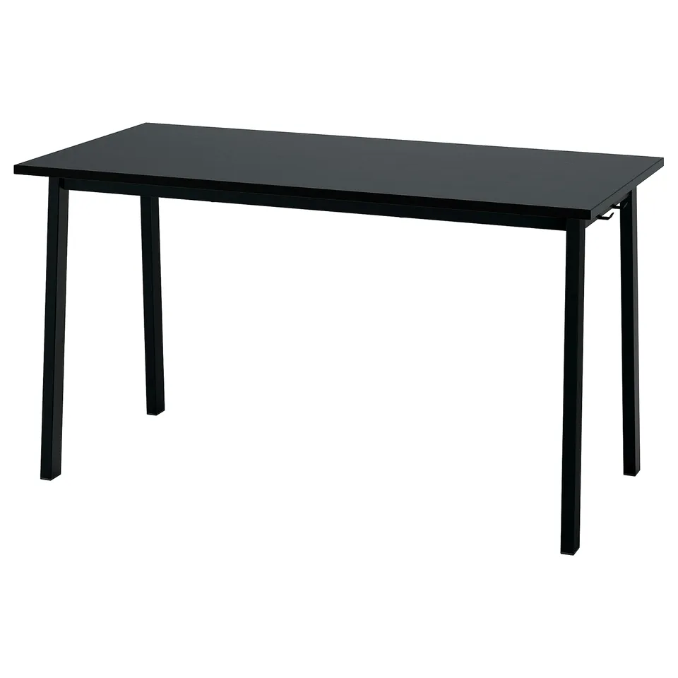 MITTZON black rectangular conference table. Simple, modern design with metal legs and wood top.