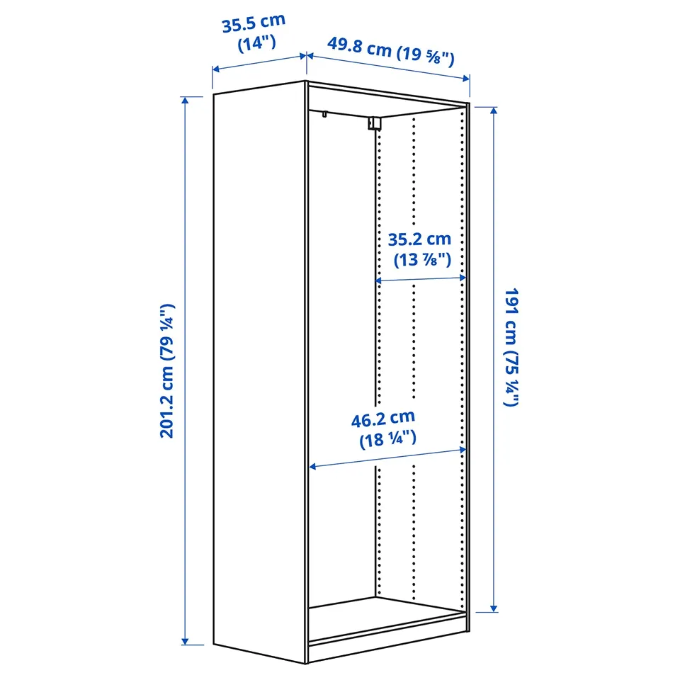 Illustration with measurements for the product: PAX.