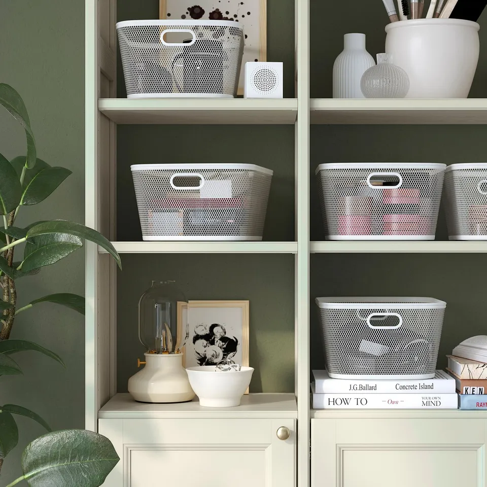 SLÅTTERÄNG Storage basket, off-white, 25x32x15 cm