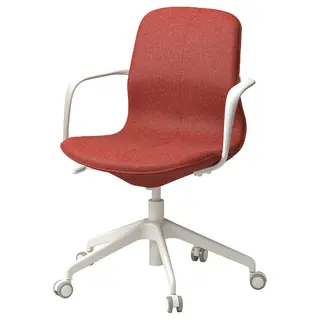 LÅNGFJÄLL conference chair with armrests, Gunnared red-orange/white, Width 68 x Depth 68 cm