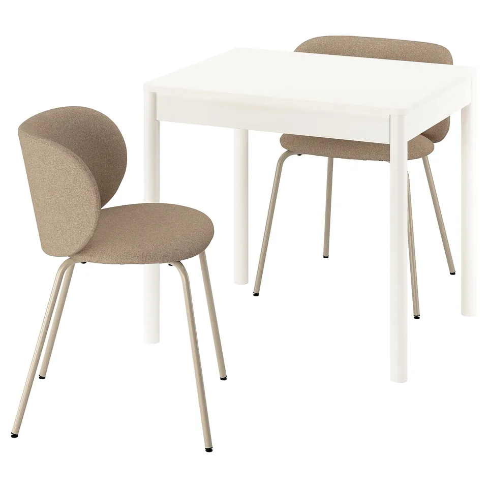 TONSTAD Table and 2 chairs, off-white/Tonerud dark beige, 80/120x70 cm