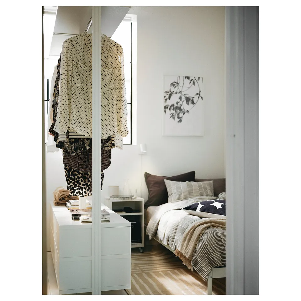 ELVARLI Wardrobe combination, white, 258x51x222-350 cm