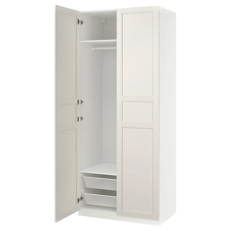PAX / FLISBERGET Wardrobe combination, white/off-white, 100x60x236 cm