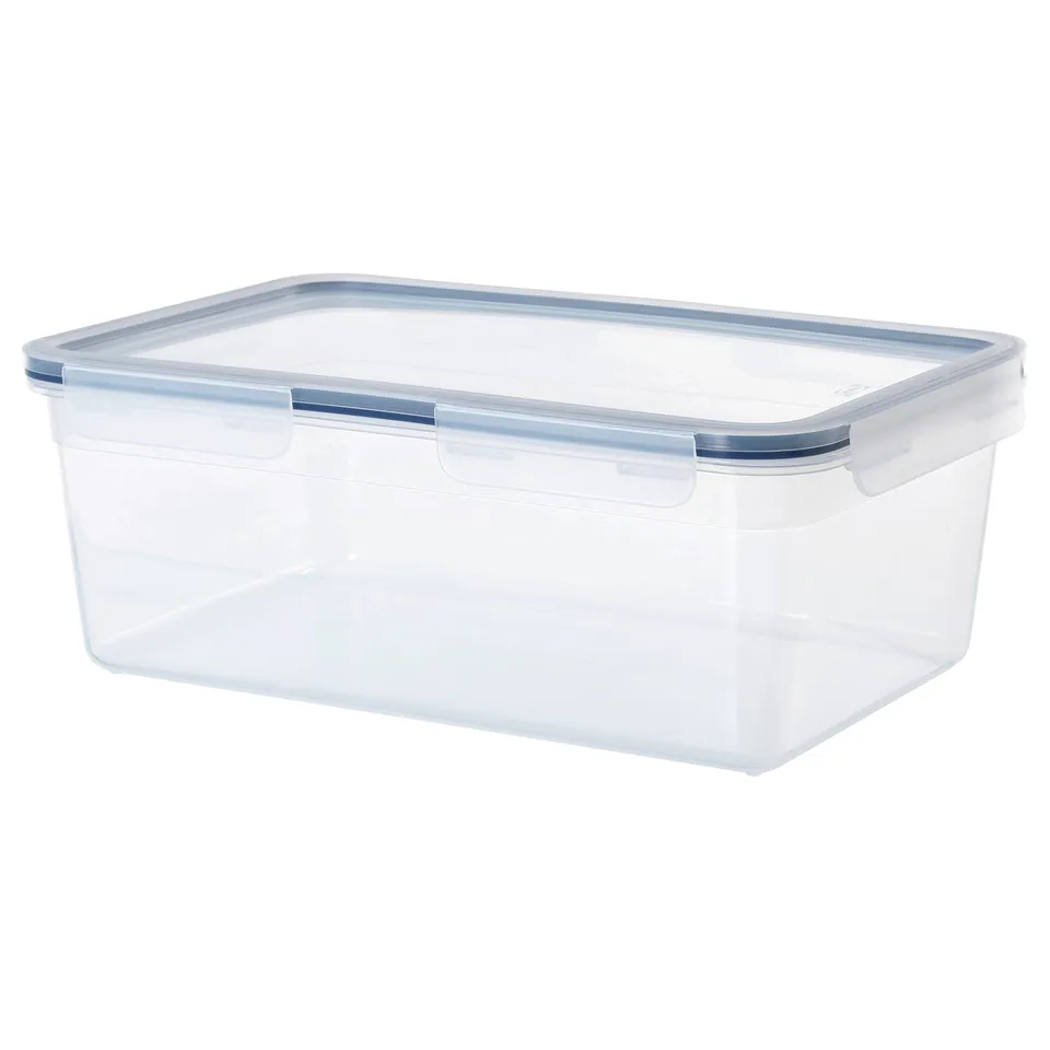 IKEA 365+ clear plastic food container with snap-lock lid, stackable, bpa-free.