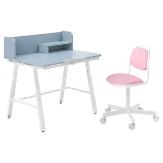 PIPLÄRKA / ÖRFJÄLL children's desk and chair, blue/pink, 80x63 cm