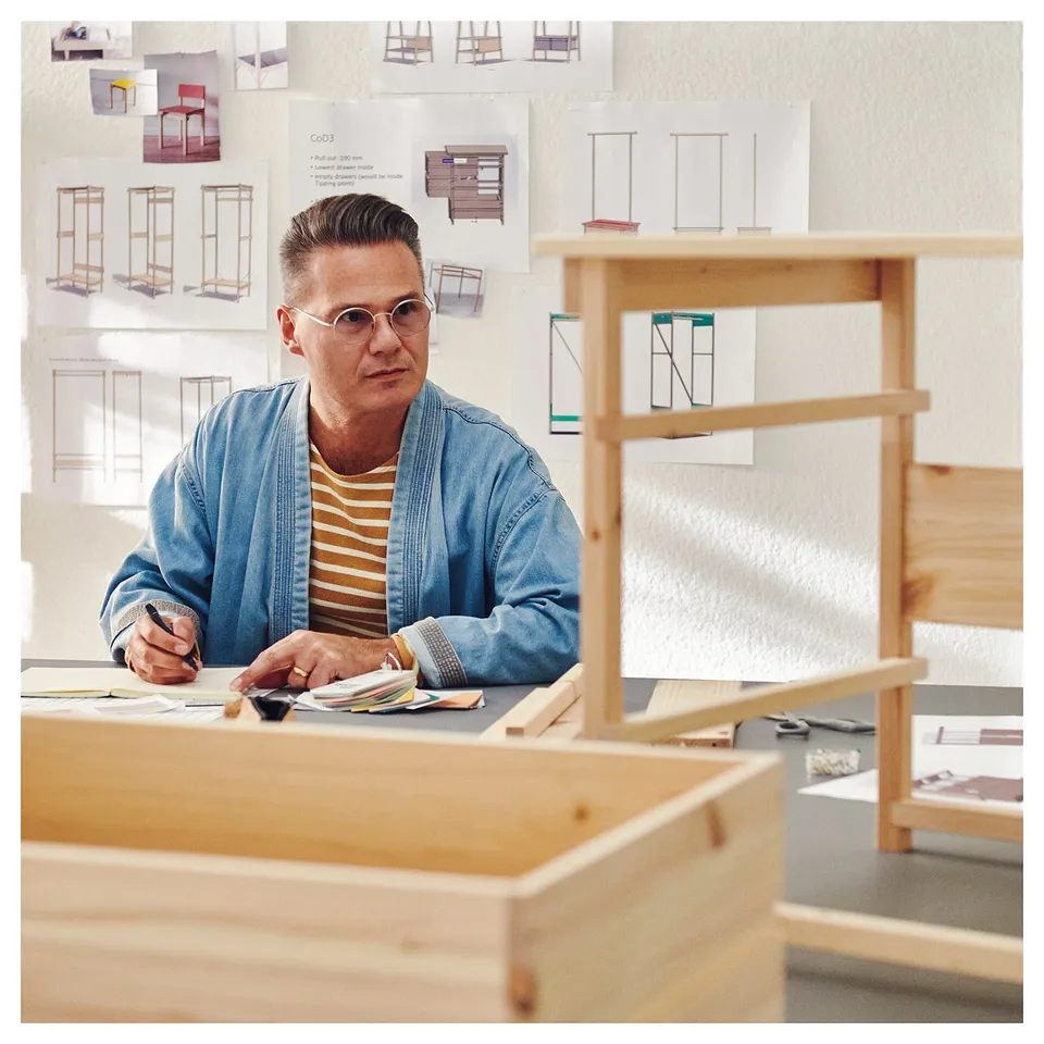 KRONÖREN Chest of 2 drawers, pine, 76x48x55 cm