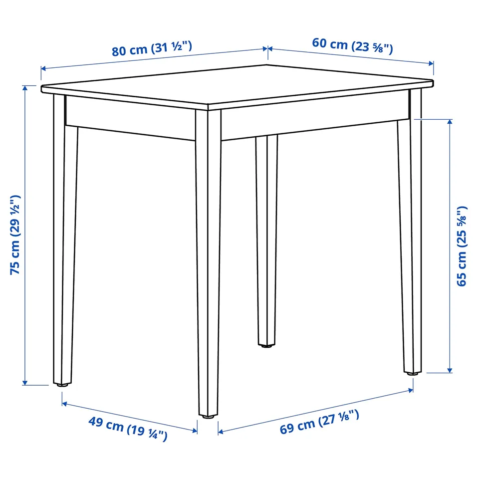 NÄSINGE / BERGMUND Table and 2 chairs, white/Gunnared medium grey white, 80x60 cm