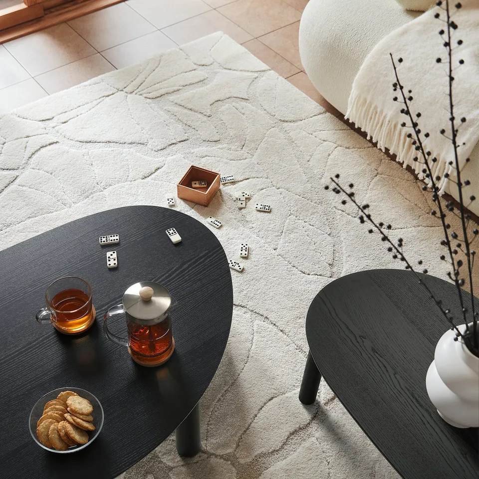 ÖRTRÄSK Nest of tables, set of 2, black ash veneer