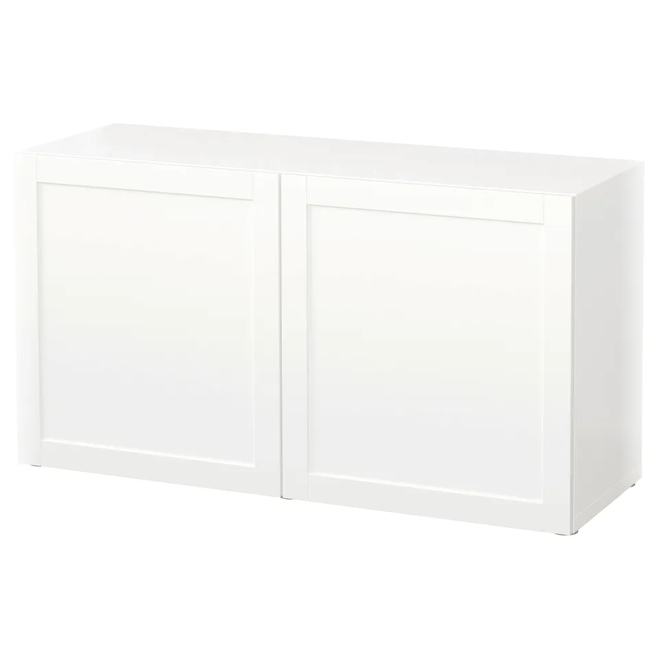 BESTÅ white storage unit with two doors.