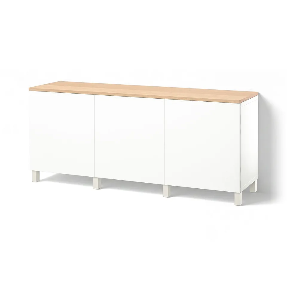 BESTÅ Storage combination with doors, white/Lappviken/Stubbarp white, 180x42x76 cm