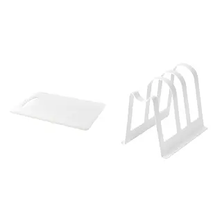 cutting board + stand set: chopping board + cutting board and lid stand, white, 34x24 cm