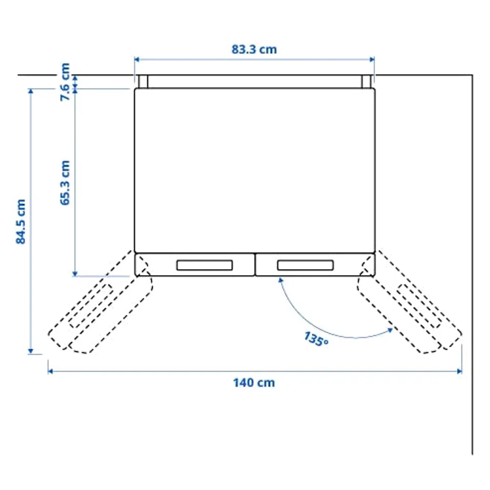 Illustration with measurements for the product: RIBBENÅS.