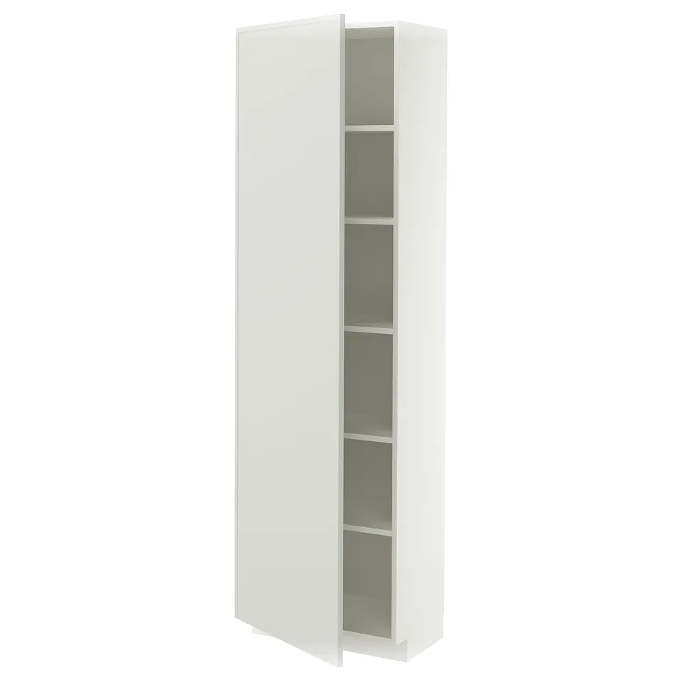 METOD High cabinet with shelves, white/Aspudden light grey, 60x37x200 cm