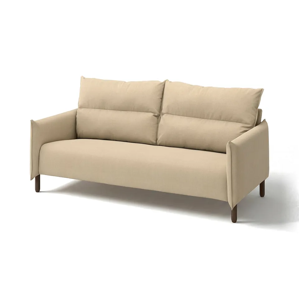 MANNARP beige sofa: modern design with comfy cushions and wooden legs.
