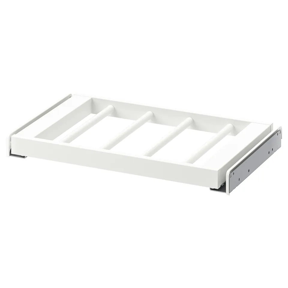 KOMPLEMENT trouser hanger, white, rectangular frame, sturdy steel, epoxy-coated rails.