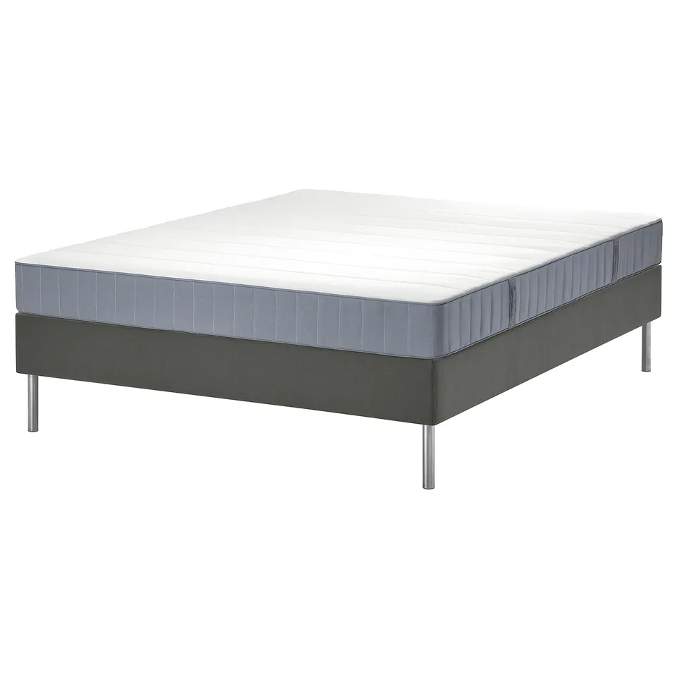 LYNGÖR Divan bed, Vesteröy firm/light blue dark grey, 180x200 cm
