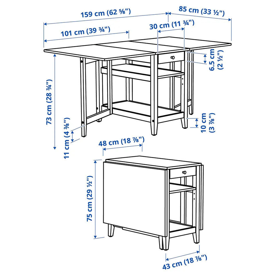 Illustration with measurements for the product: NÄSINGE.