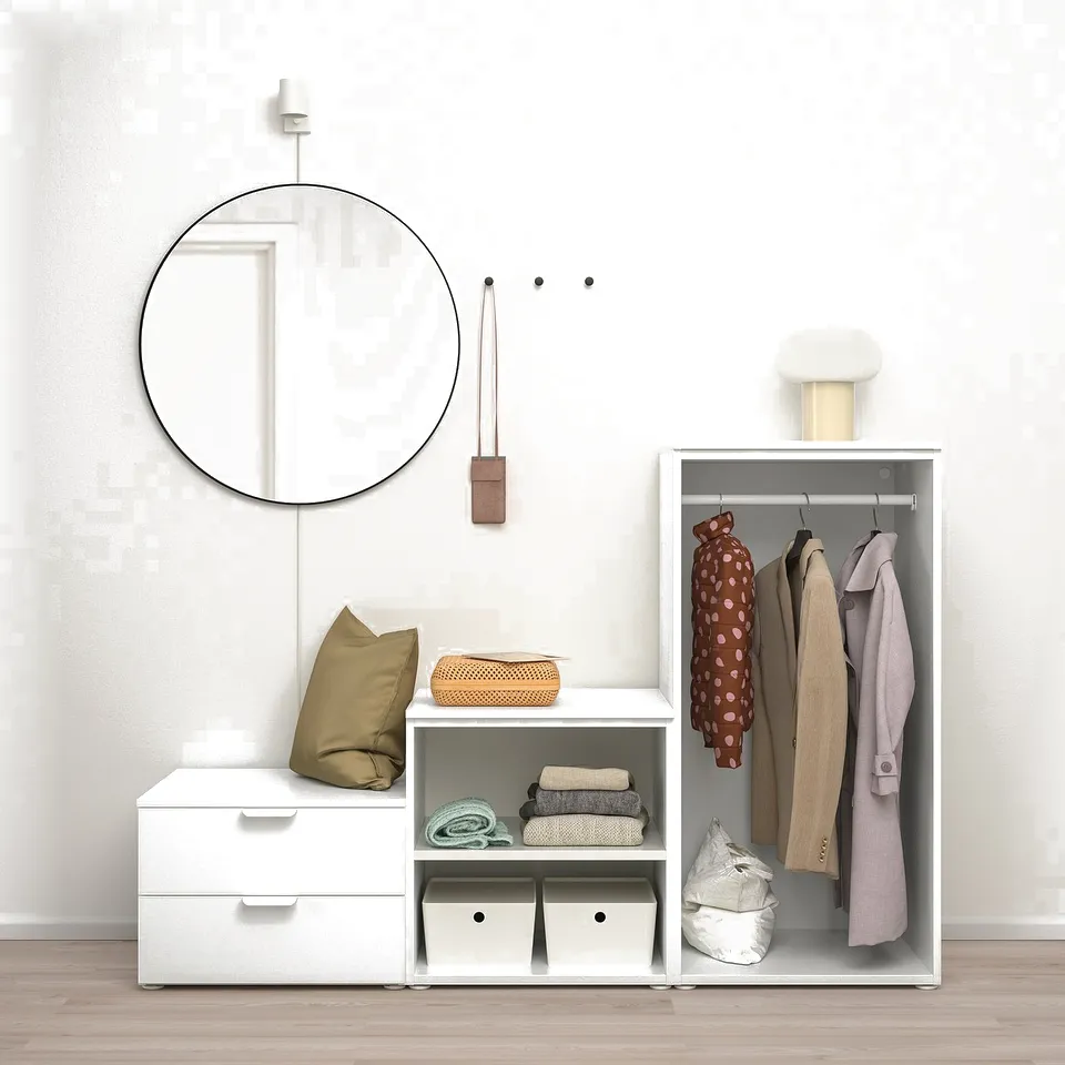 PLATSA Wardrobe with 2 doors+2 drawers, white/Fonnes white, 180x57x123 cm