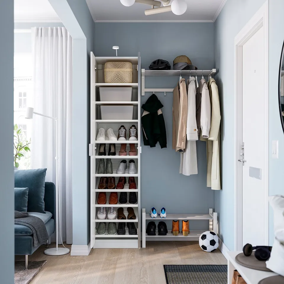 PAX / FORSAND/ÅHEIM Wardrobe combination, white white/mirror glass, 50x38x201 cm