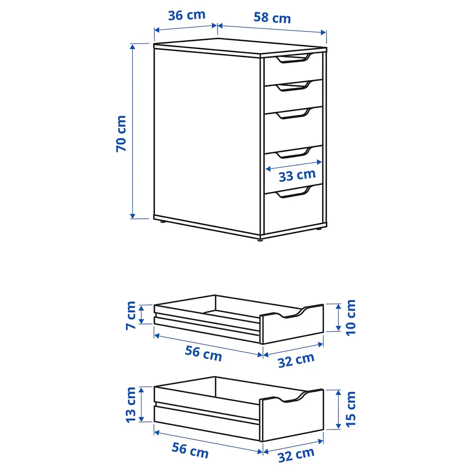 Illustration with measurements for the product: ANFALLARE.