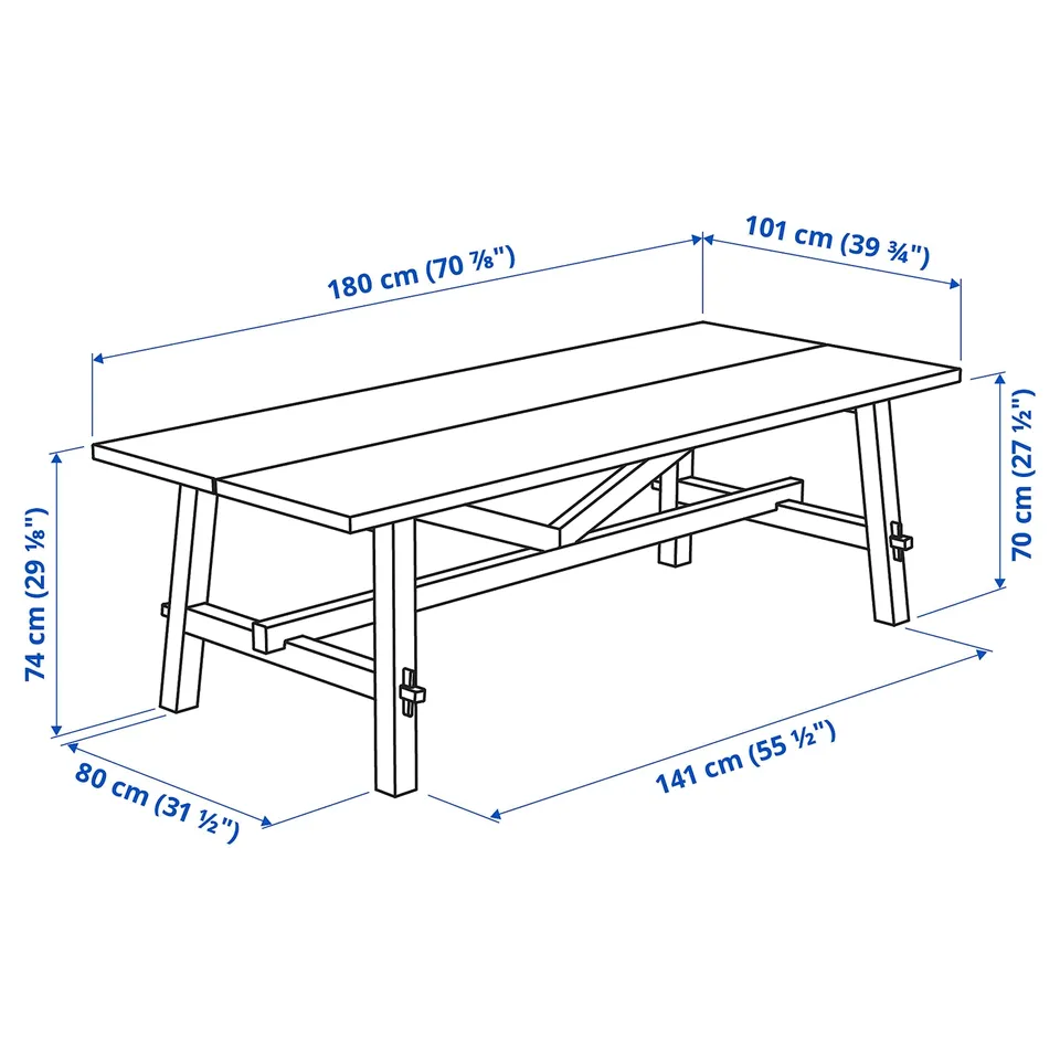 Illustration with measurements for the product: SKOGSTA.