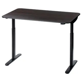 BOLLSIDAN desk sit/stand, walnut effect/black, Width 120 x Depth 70 cm