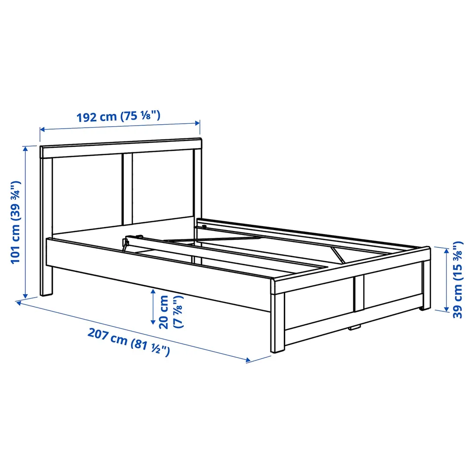FÅGELFJÄLLET Bedroom furniture, set of 4, off-white, 180x200 cm