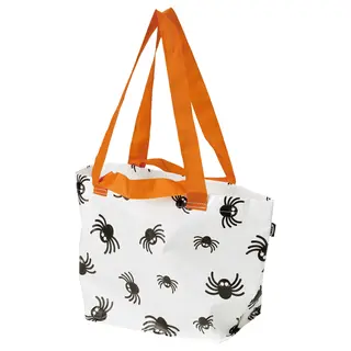 KUSTFYR bag, spider pattern white/black, Depth 18 x Height 27 x Length 27 cm