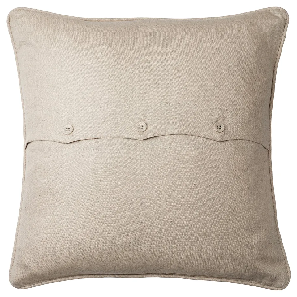 HALLONBUSKE Cushion cover, unbleached/floral pattern, 48x48 cm