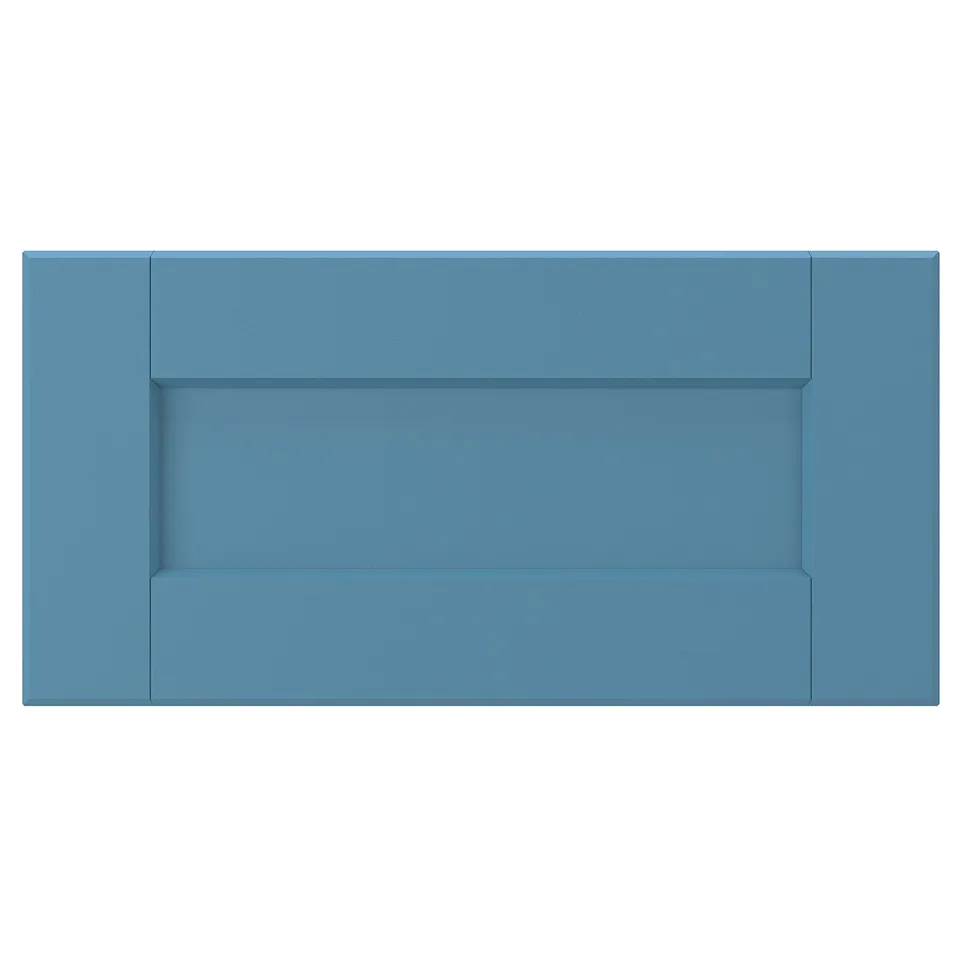 LERHYTTAN blue drawer front, solid wood frame, bevelled edges, birch veneer, rustic design.