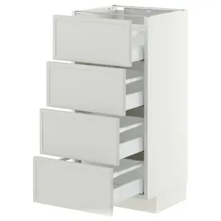 METOD / MAXIMERA base cab 4 frnts/4 drawers, white/Aspudden light grey, 40x37x80 cm