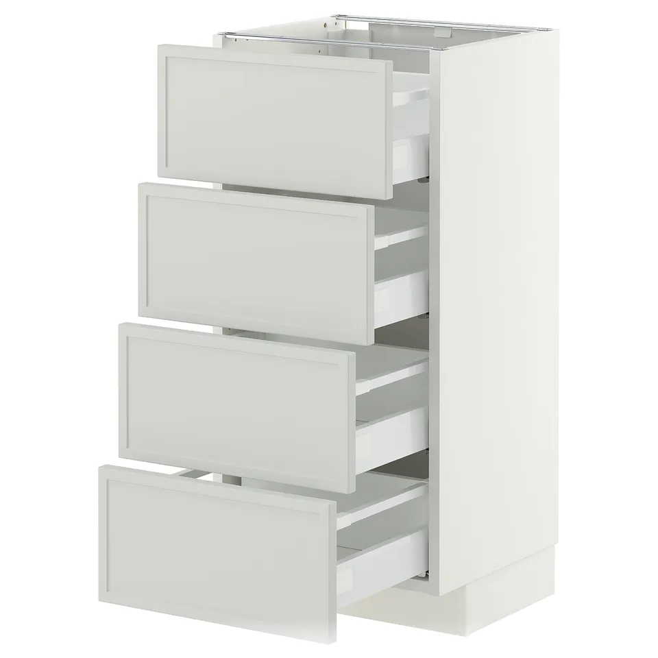 METOD / MAXIMERA Base cab 4 frnts/4 drawers, white/Aspudden light grey, 40x37x80 cm