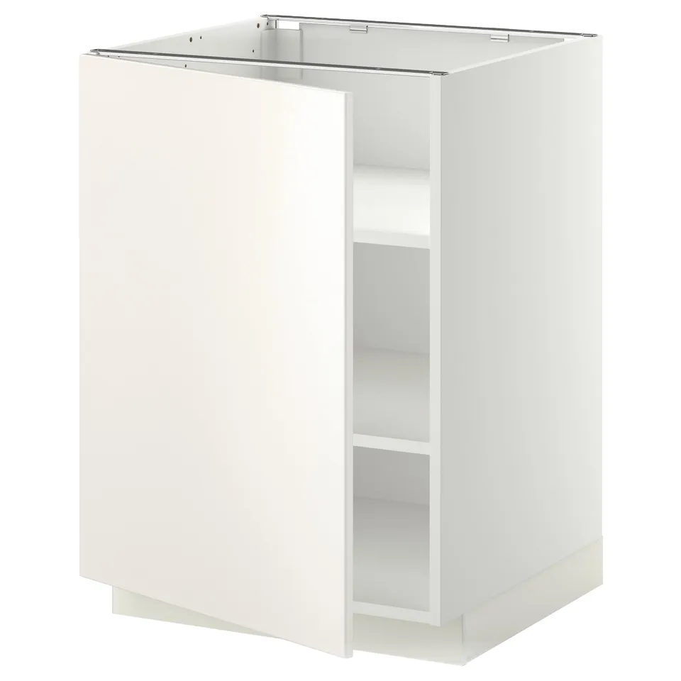 METOD kitchen unit, white, square, two shelves, smooth finish.