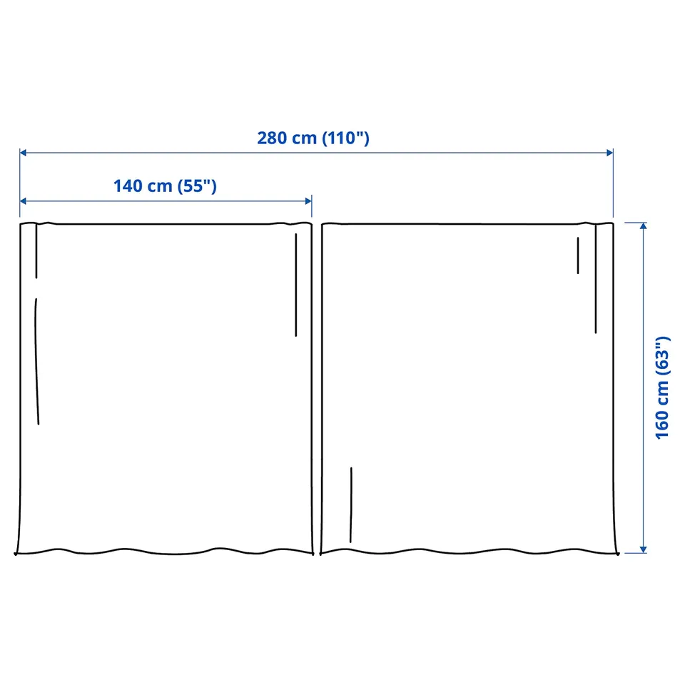 SANELA Curtains, 1 pair, light beige/with heading tape, 140x160 cm