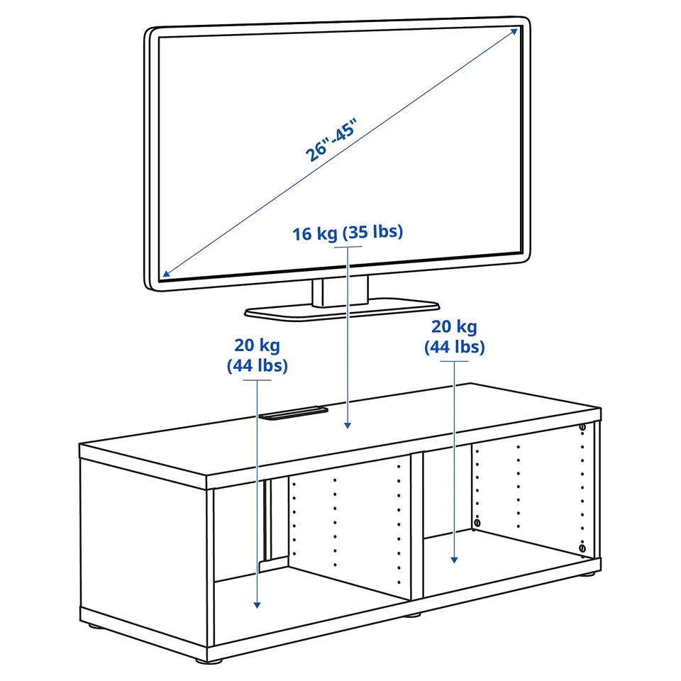 Illustration with measurements for the product: BESTÅ.